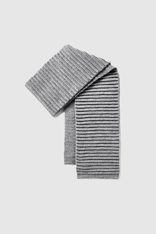 Sentaler Adult Ribbed Scarf featured in Baby Alpaca and available in Grey. Seen as off figure folded.