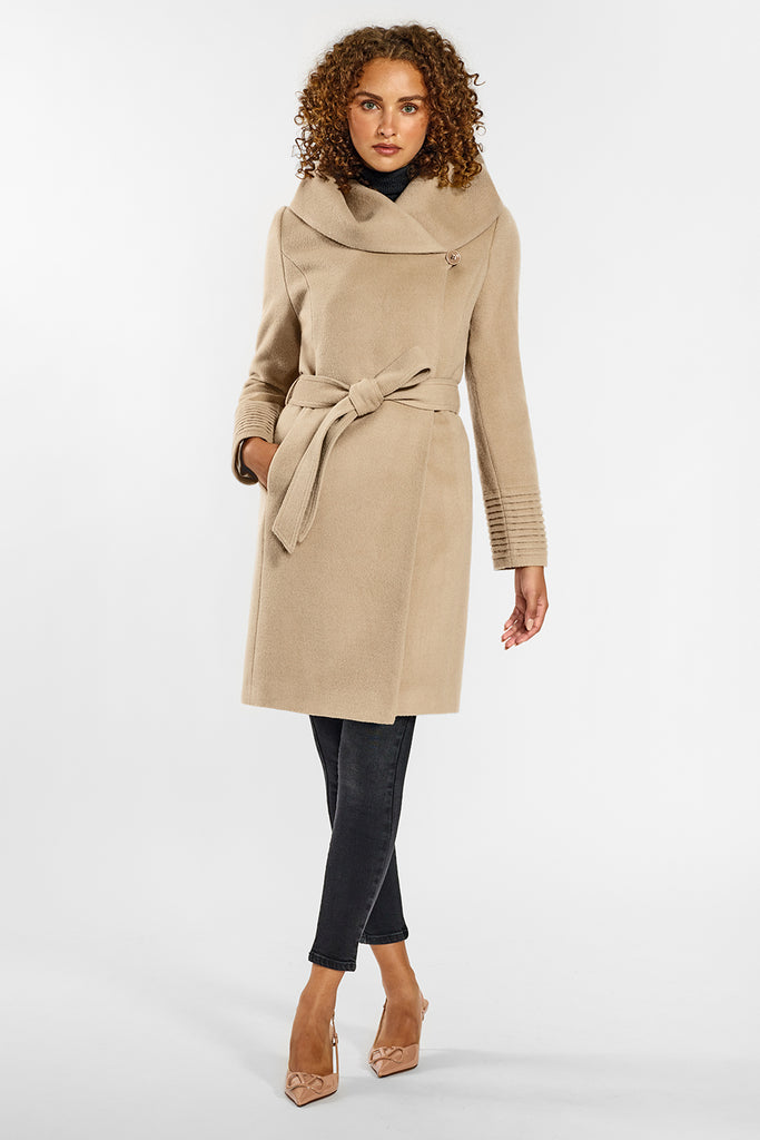 Mid Length Hooded Wrap Coat