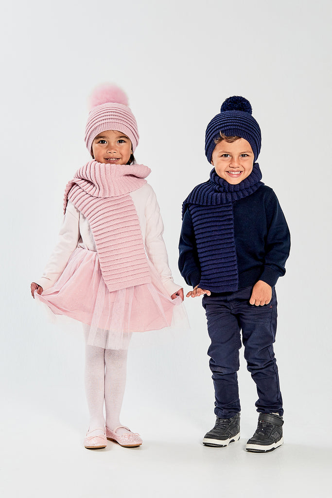 Rib-knit hat - Pink/Swirls - Kids