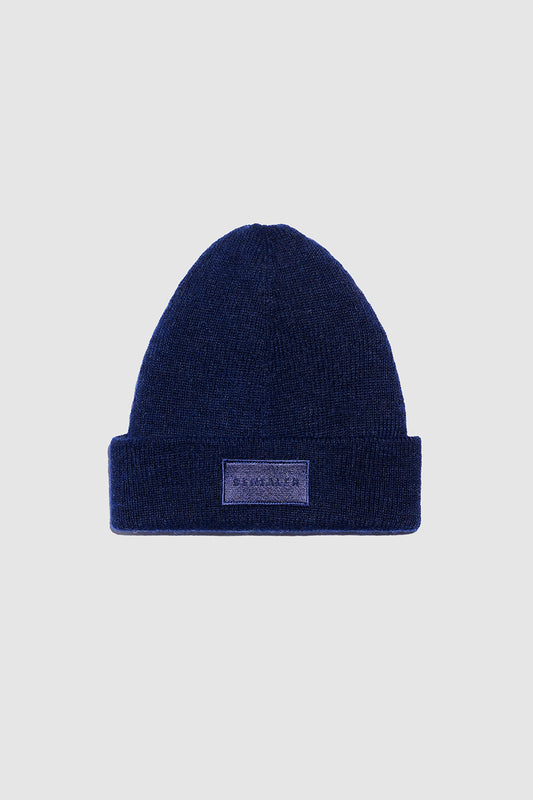 Sentaler Alpaca Beanie featured in Baby Alpaca and available in Navy Blue. Seen as off figure.