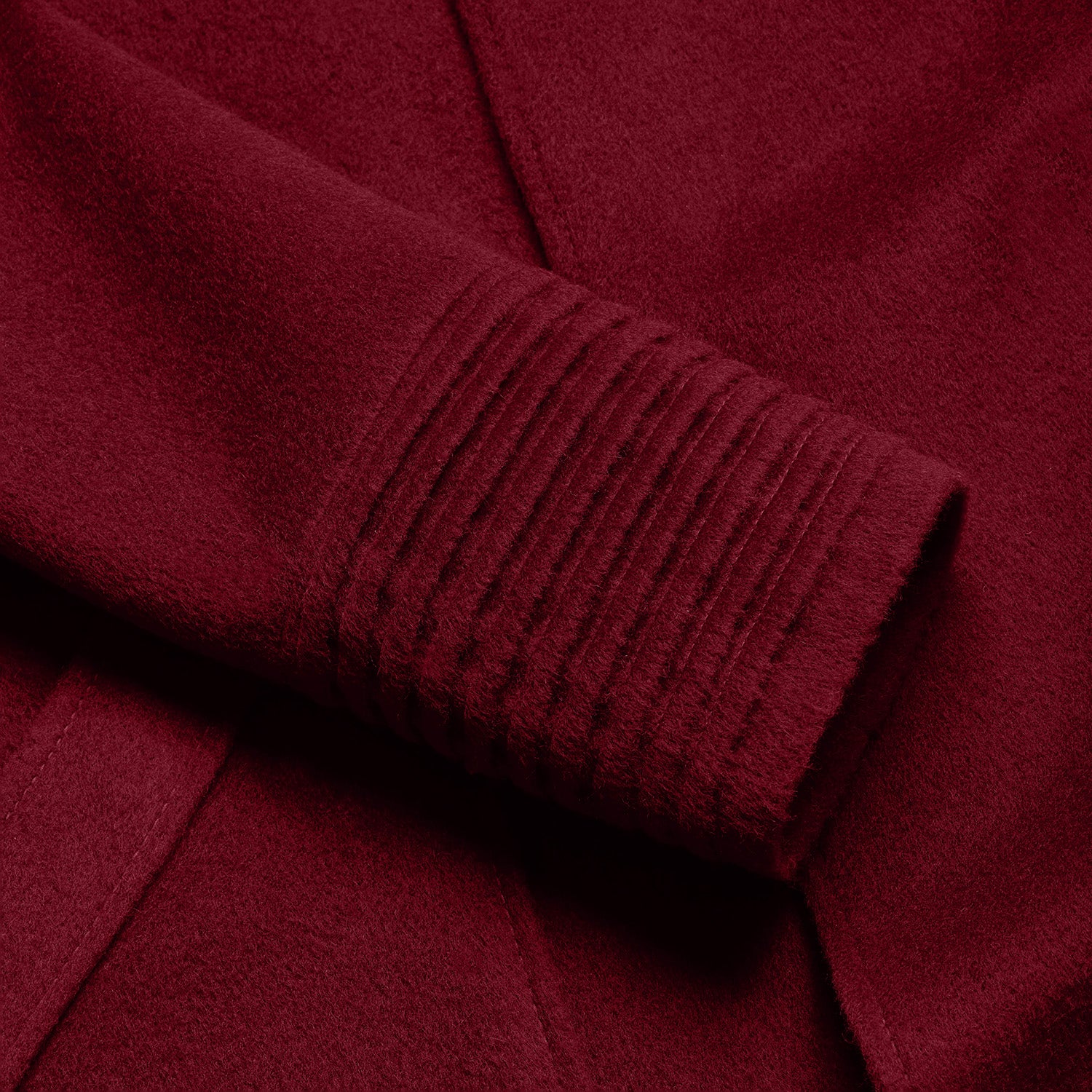 Sentaler Cropped Wide Collar Wrap Coat featured in Baby Alpaca and available in Garnet Red. Seen as fabric swatch.