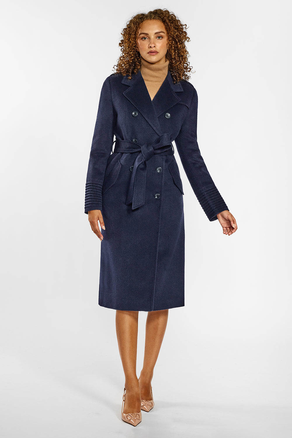 Long Double Breasted Trench Deep Navy Coat | SENTALER