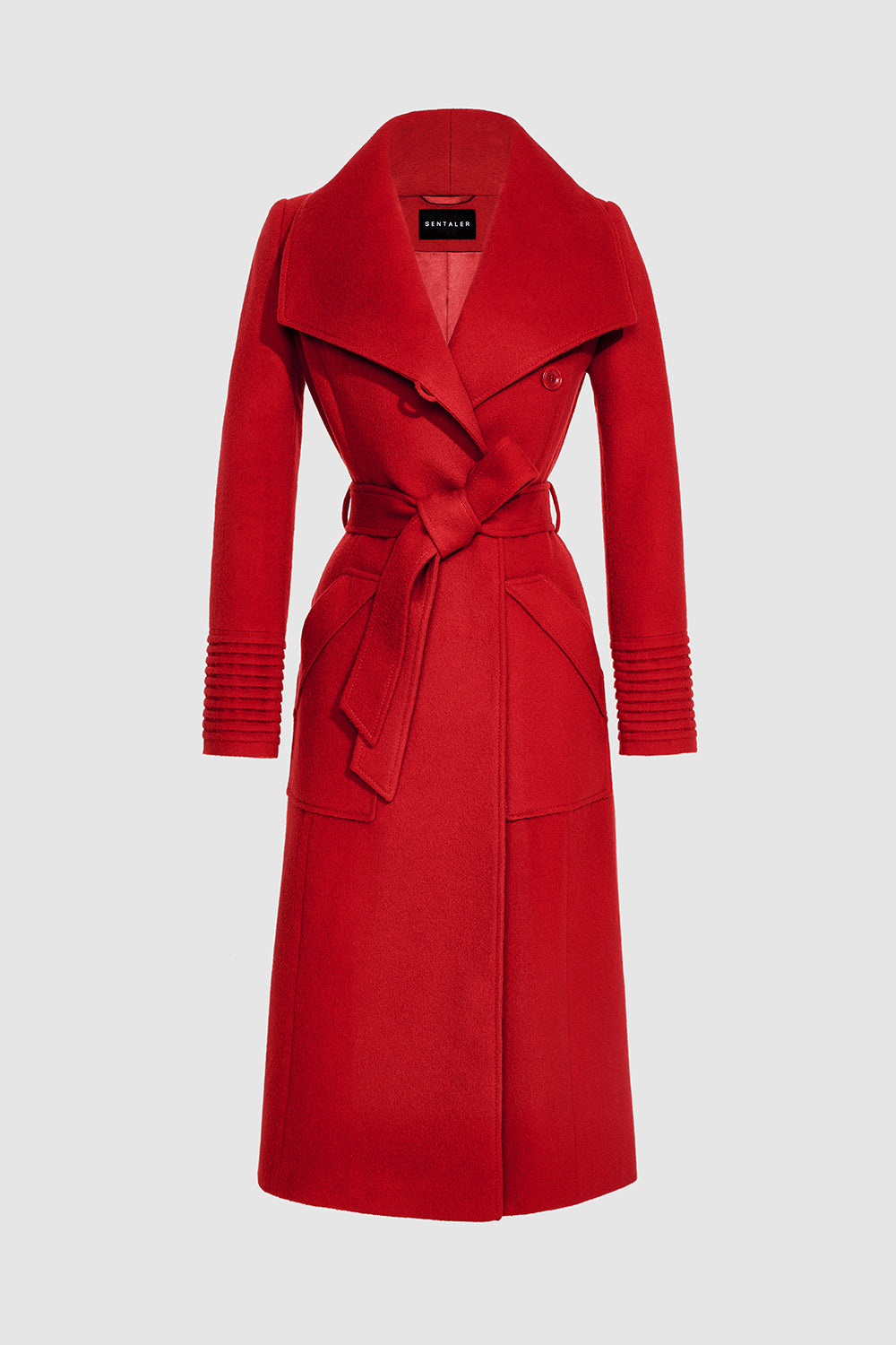 Long Wide Collar Wrap Scarlet Red Coat