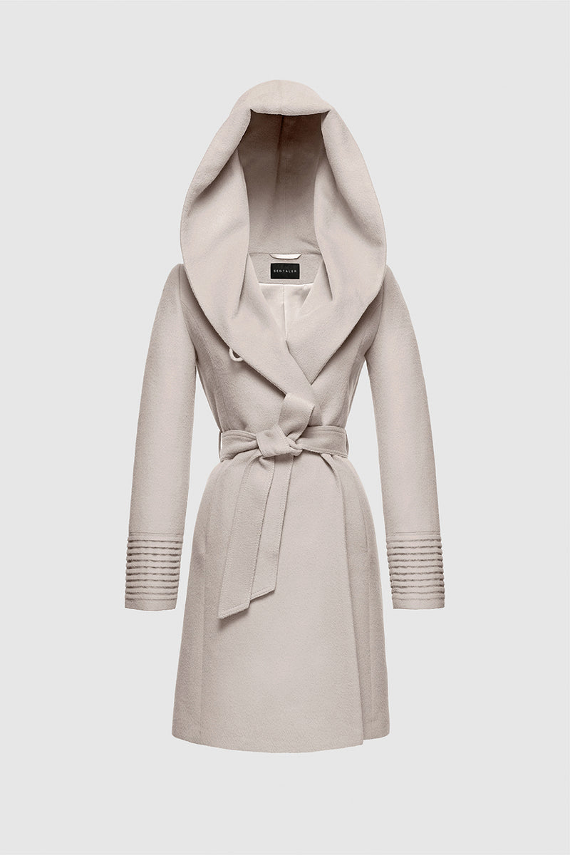 Mid Length Hooded Wrap Coat