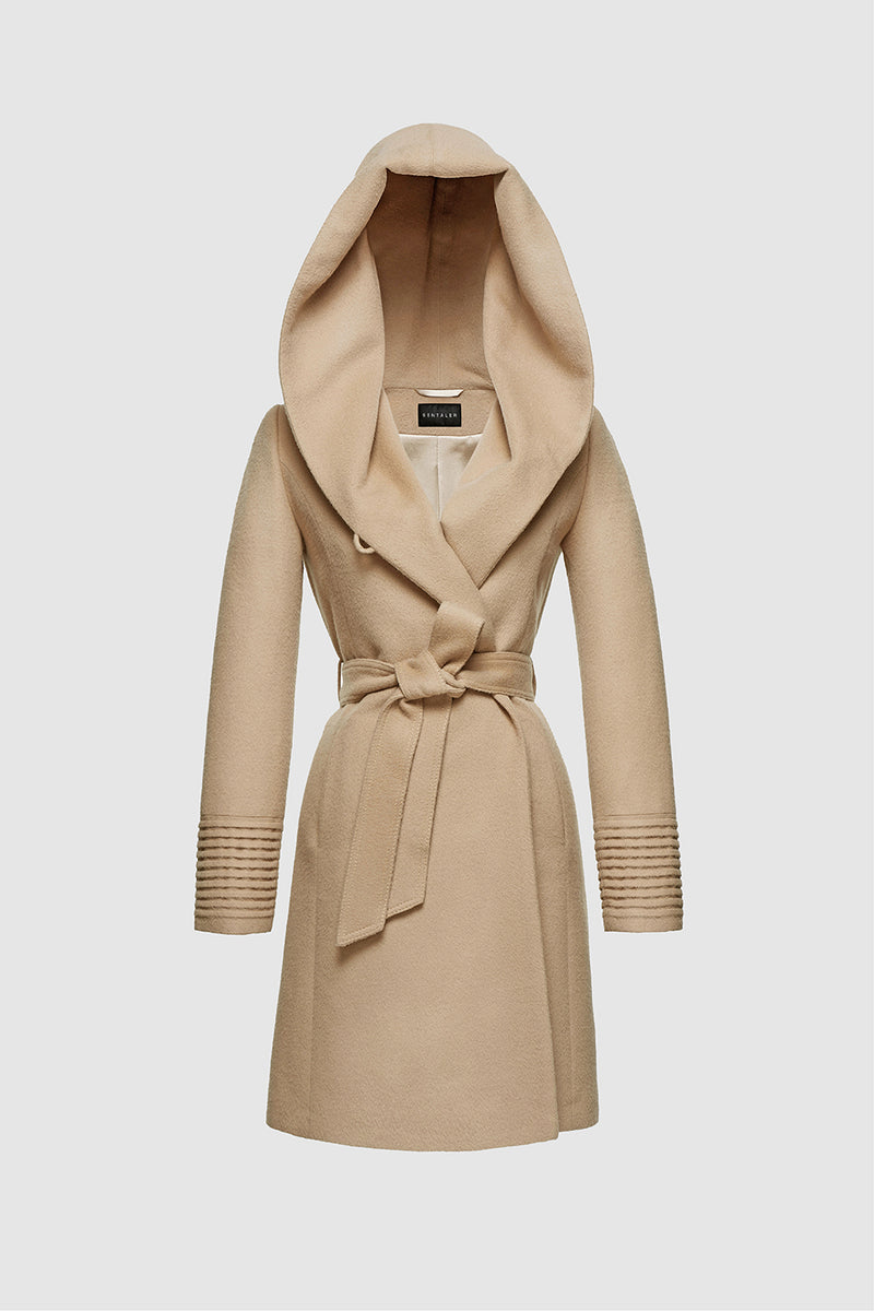 Mid Length Hooded Wrap Coat