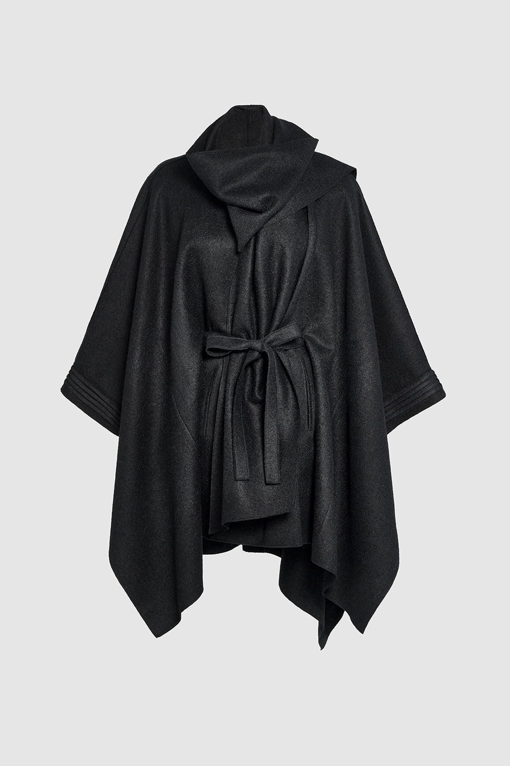 Poncho with Shawl Collar and Belt – SENTALER