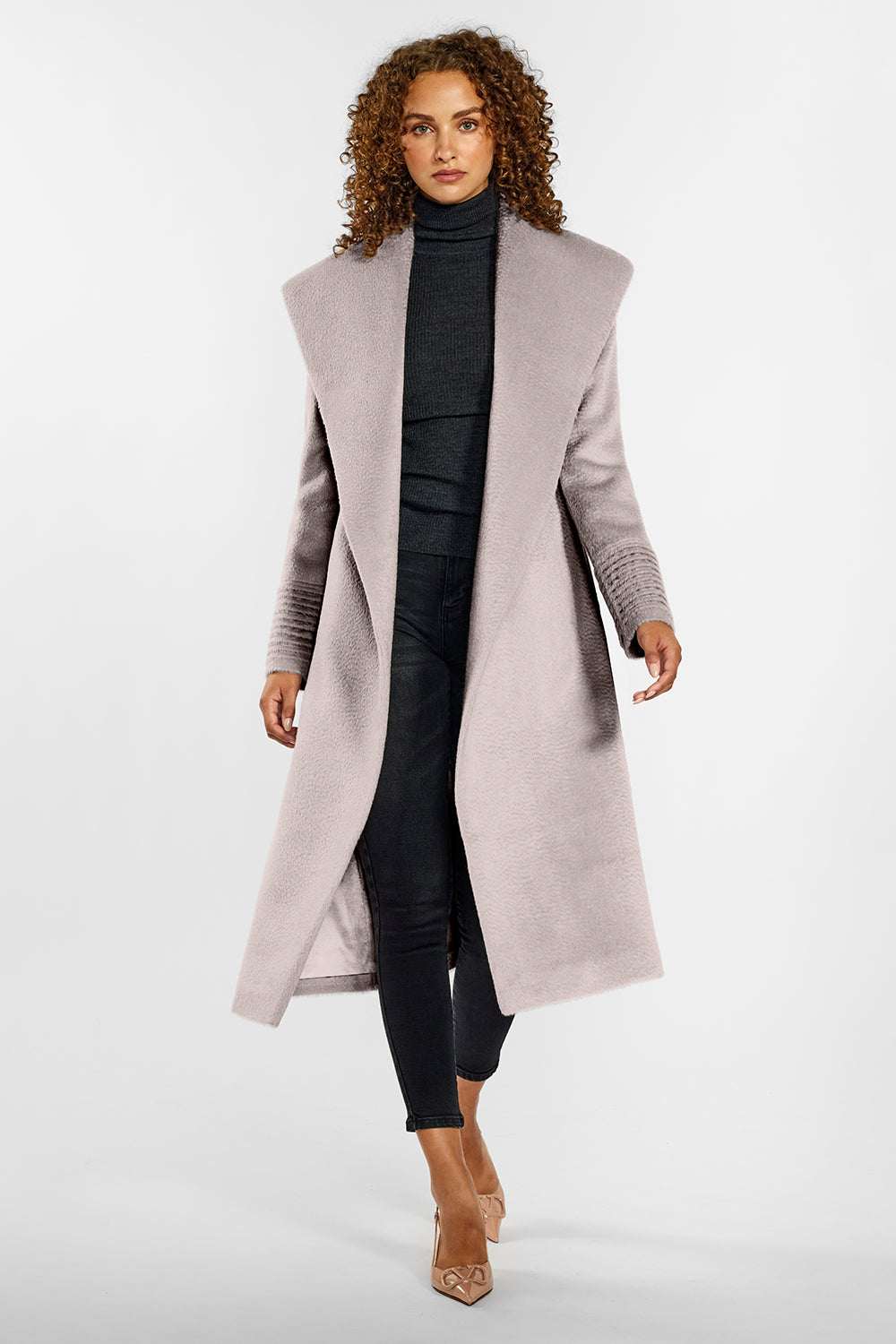 Shawl collar hot sale wrap coat